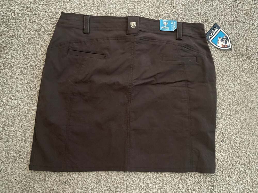 KUHL Skirt Women 14 Brown Inspiratr Hiking Canvas Pockets A- Line Pickleball NEW